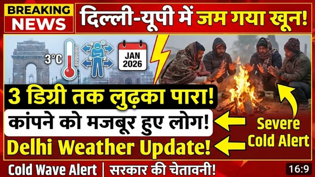 दिल्ली-यूपी में जम गया खून, 3 डिग्री तक लुढ़का पारा, कांपने को मजबूर हुए लोग | Delhi Weather Update